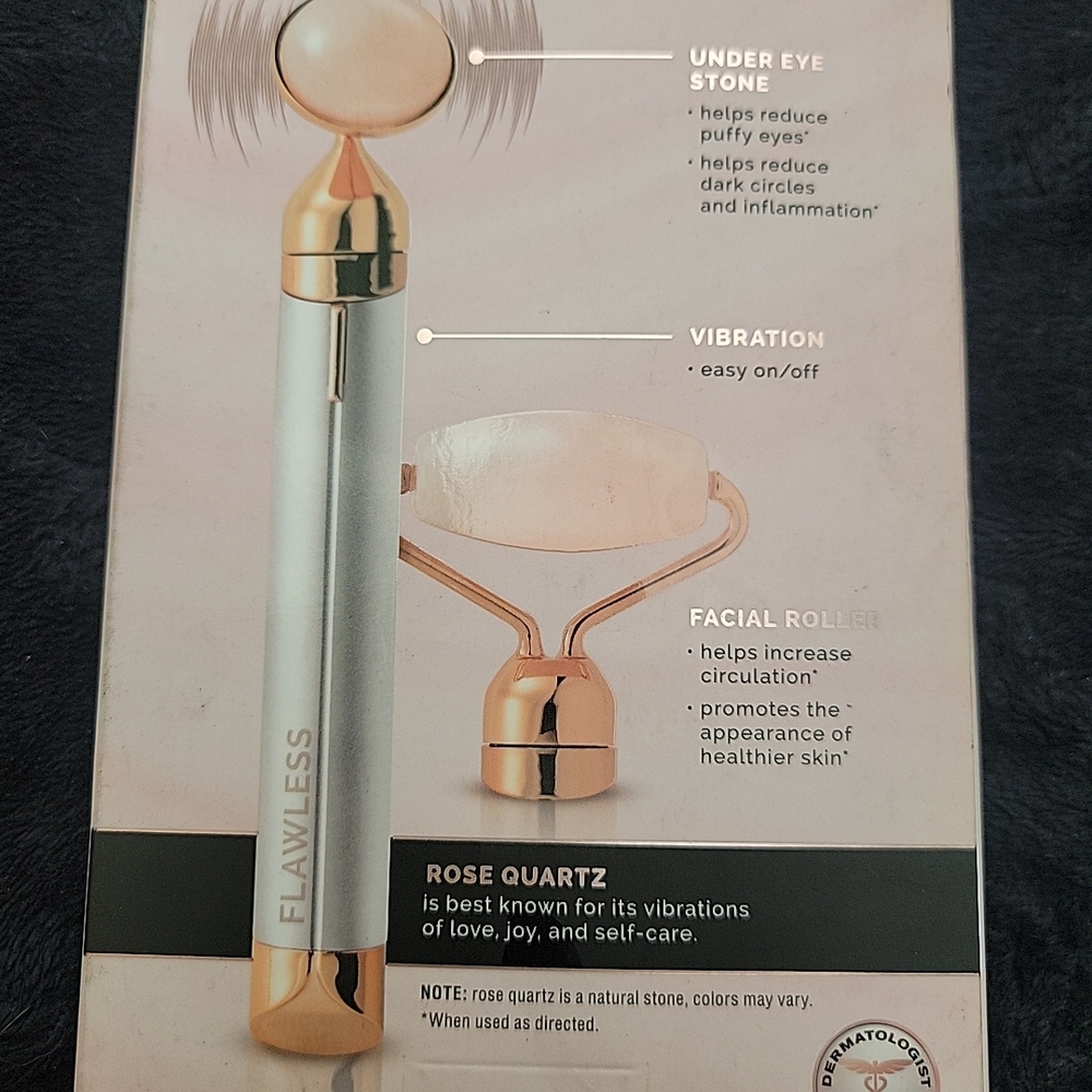 Flawless Rose Quartz Facial Roller and Under Eye Stone